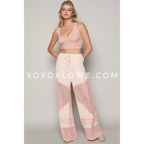 POL Blush Pink Flowy Wide Leg Rayon Jersey Palazzo Pants - Picture 8 of 11